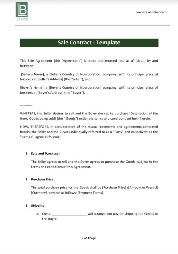 Sale Contract - Template